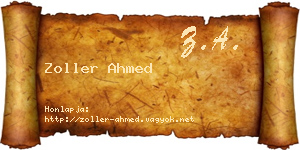 Zoller Ahmed névjegykártya
